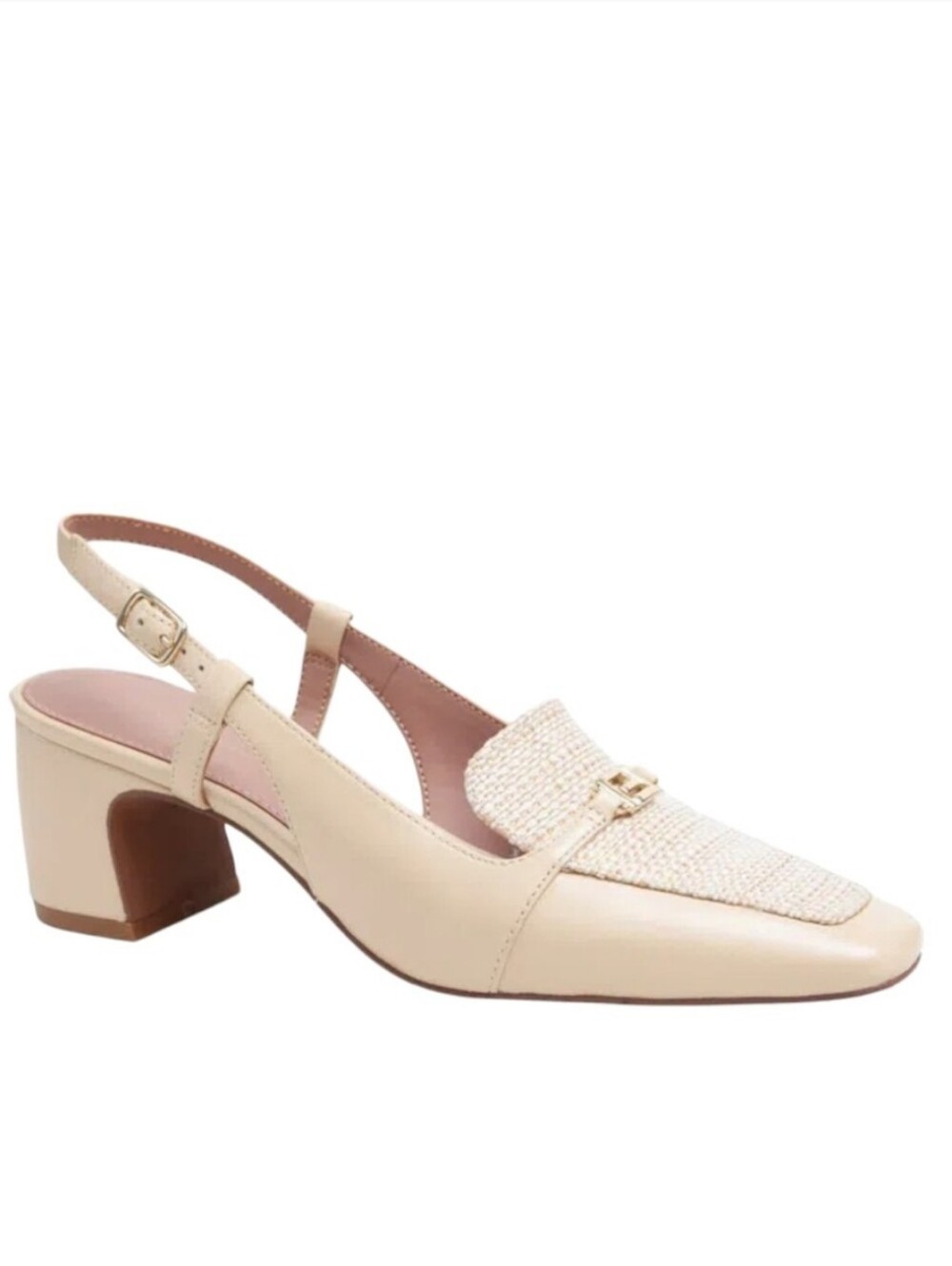 New LINEA PAOLO Cirilla Loafer Slingback Pump In Woven Neutral Leather 10.5